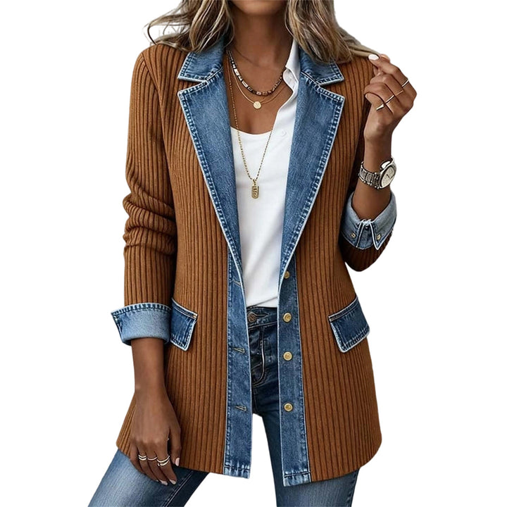 Lea | Jas met denimlook en ribgebreide stof