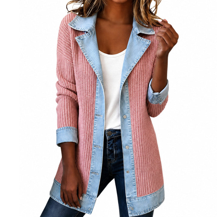 Lea | Jas met denimlook en ribgebreide stof