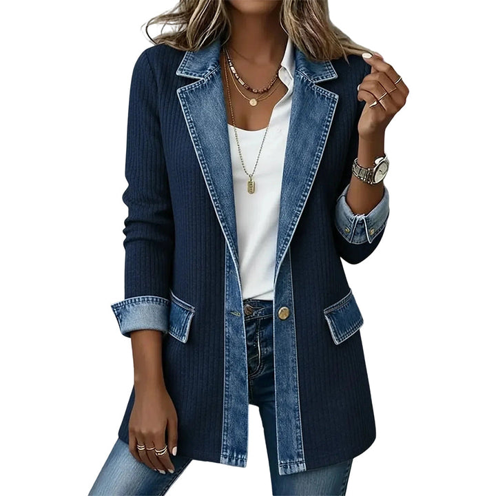Lea | Jas met denimlook en ribgebreide stof