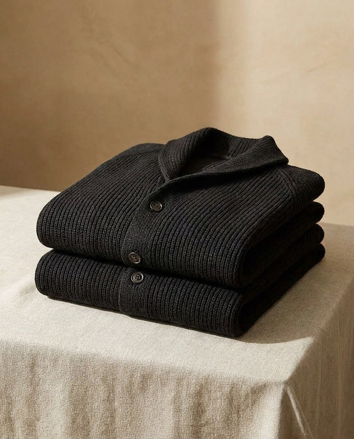 Gilet homme en maille à col châle