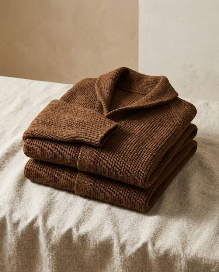 Gilet homme en maille à col châle