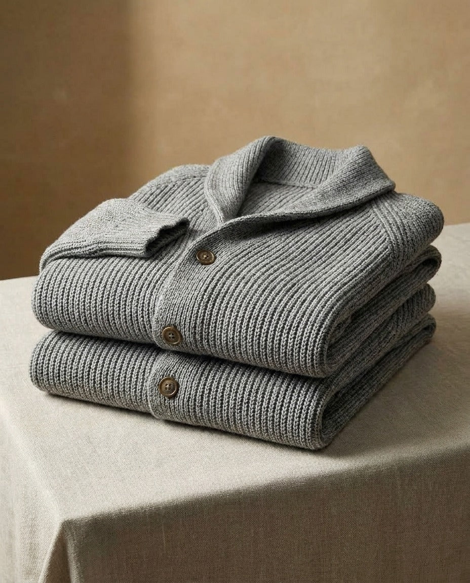 Gilet homme en maille à col châle