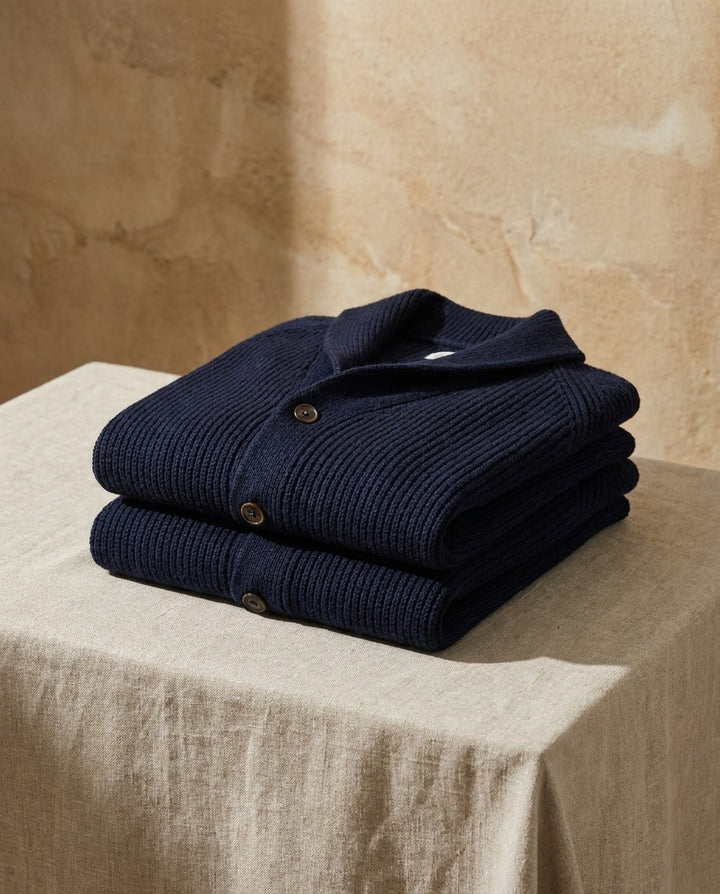 Gilet homme en maille à col châle