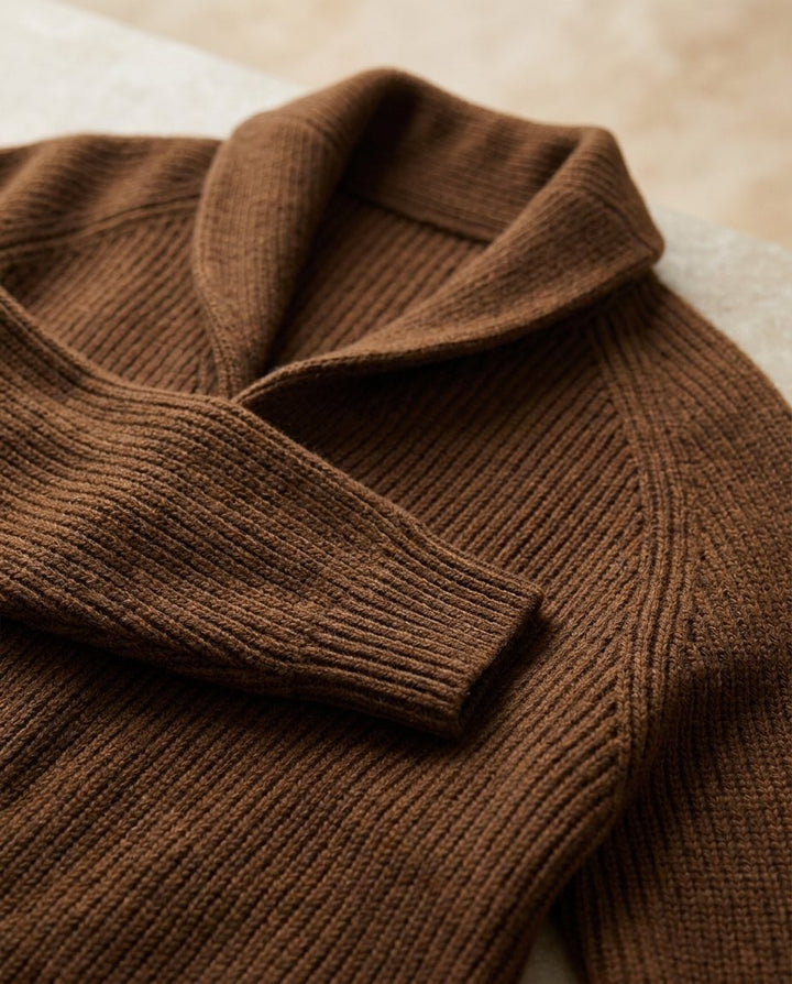 Gilet homme en maille à col châle
