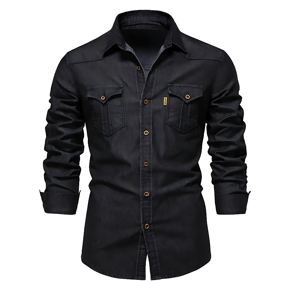 Herenoverhemd van denimlook met twee zakken
