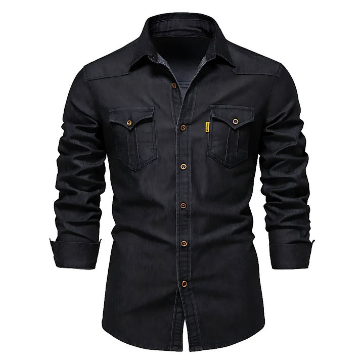 Herenoverhemd van denimlook met twee zakken