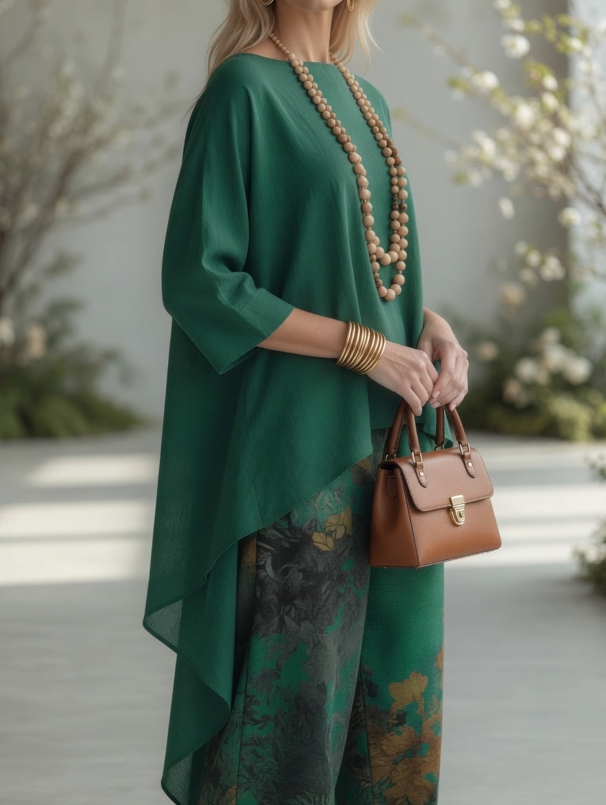 Luna | Ensemble tunique et pantalon large à motif floral