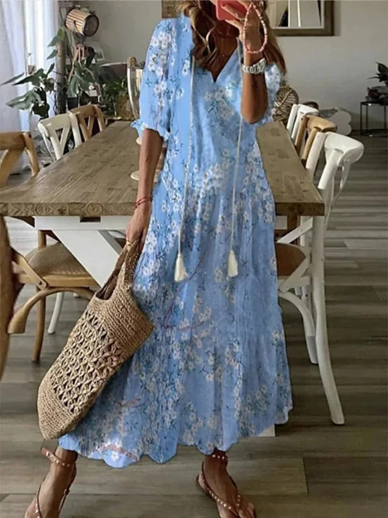 Floral V-Neck Maxi Dress