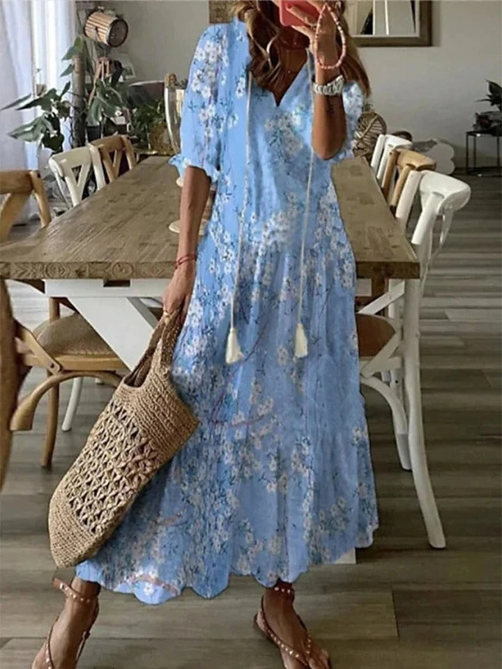 Floral V-Neck Maxi Dress